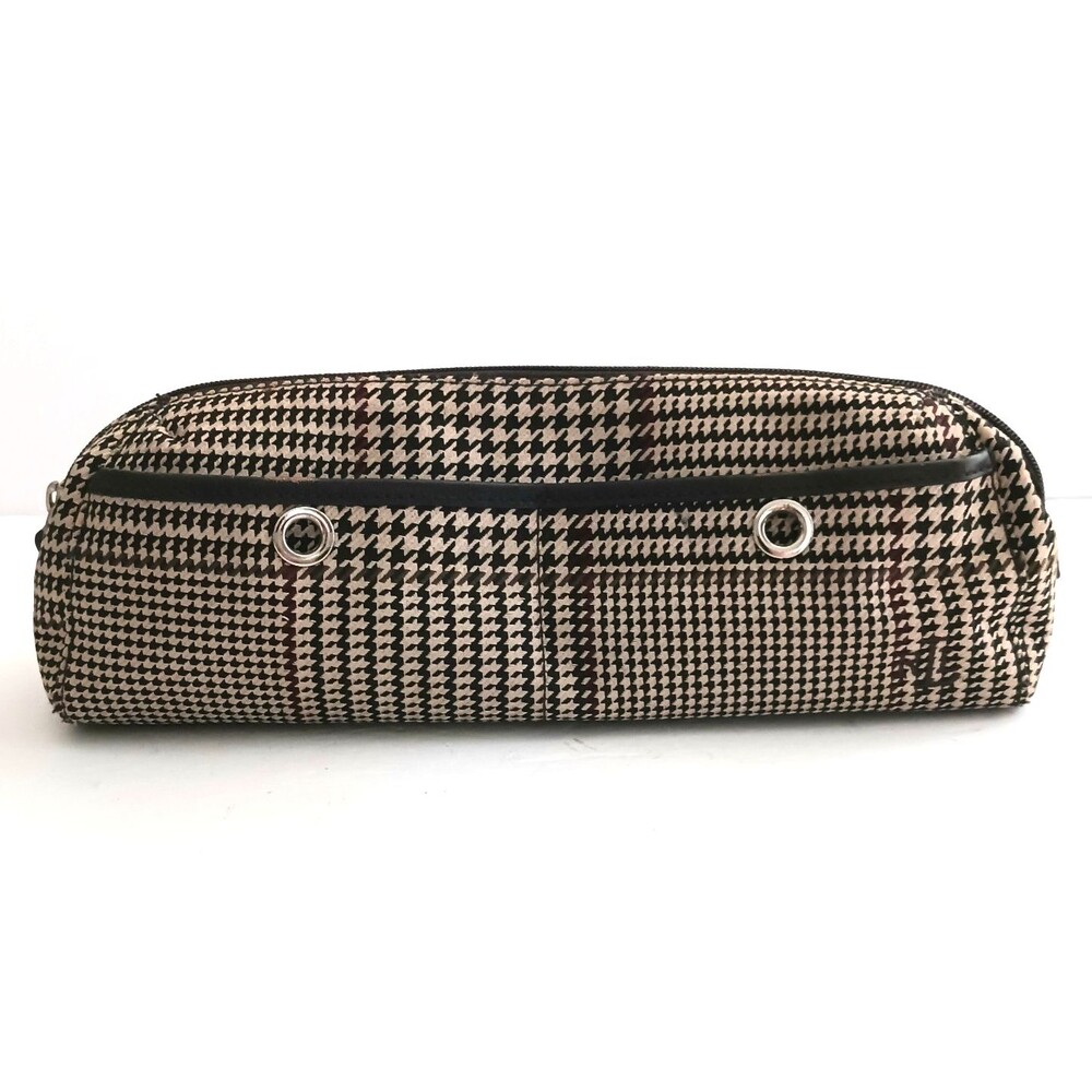 Lauren Ralph Lauren Brown Houndstooth Plaid Toiletry/Cosmetic Travel Bag 12X4X5 - Picture 12 of 12
